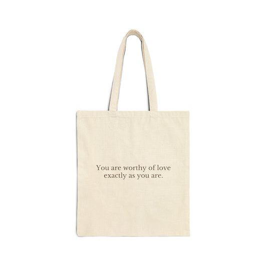 Love Me For Who I Am Cotton Tote Bag | Inspirational Canvas Tote | Self-Love & Healing Gift