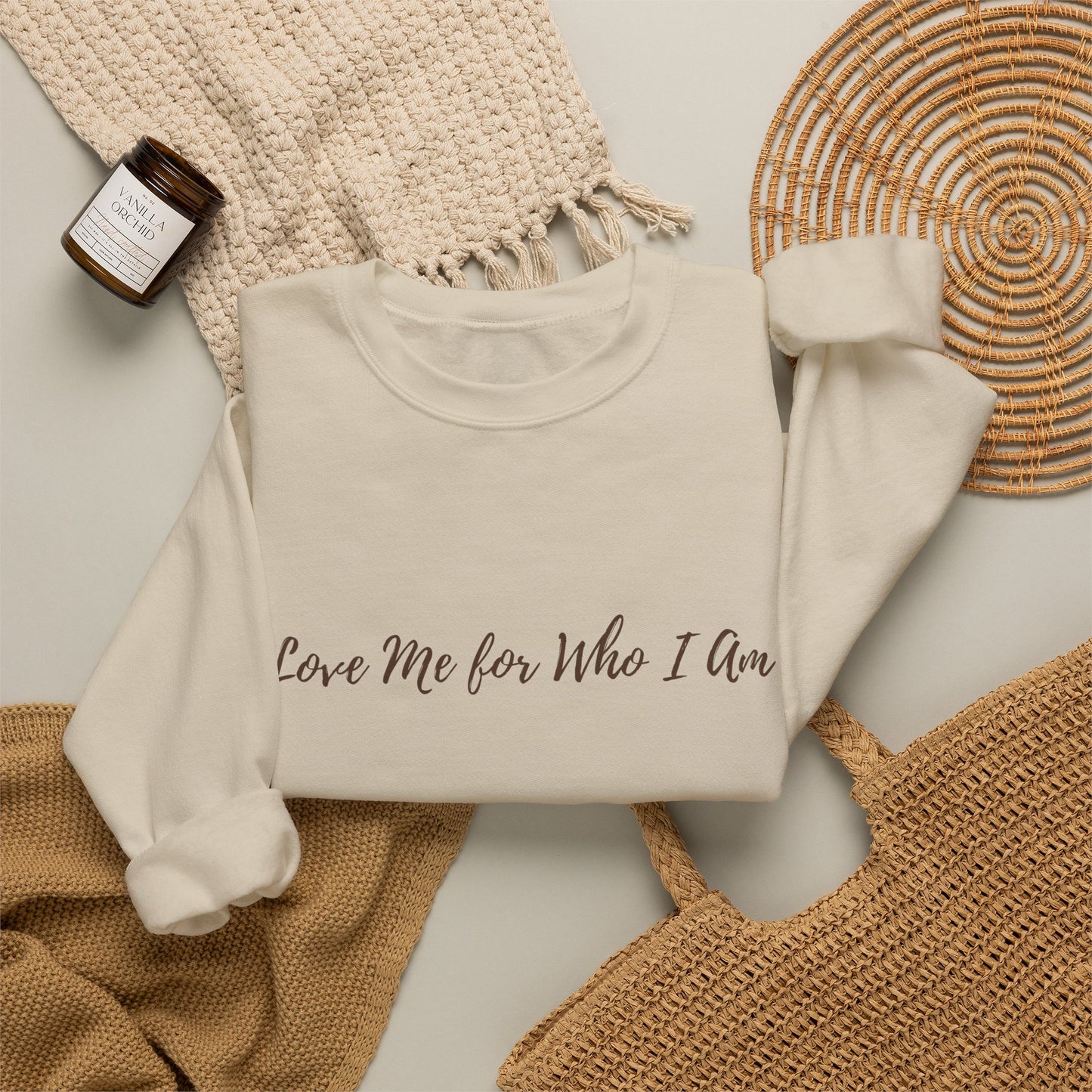 Love Me for Who I Am Crewneck Sweatshirt | Unisex Cozy Fleece | Self Love & Healing Sweatshirt