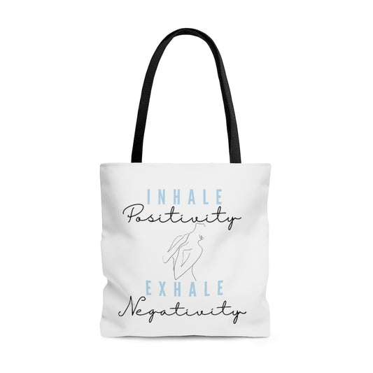 Inhale Positivity Exhale Negativity Durable Motivational Tote Bag - Inspirational Tote Bag, Laptop Tote Bag, Self-Care Gift Tote Bag, Tote Purse