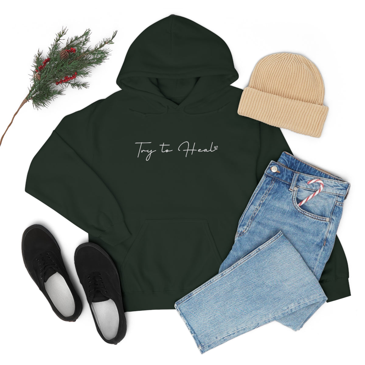Try to Heal – Inspirational Hoodie for Survivors & Self-Care